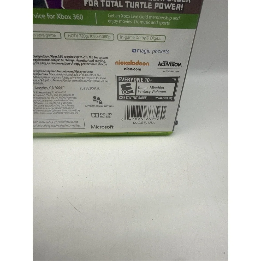 Nickelodeon Teenage Mutant Ninja Turtles (Microsoft Xbox 360,‎ 2013) w/ Case